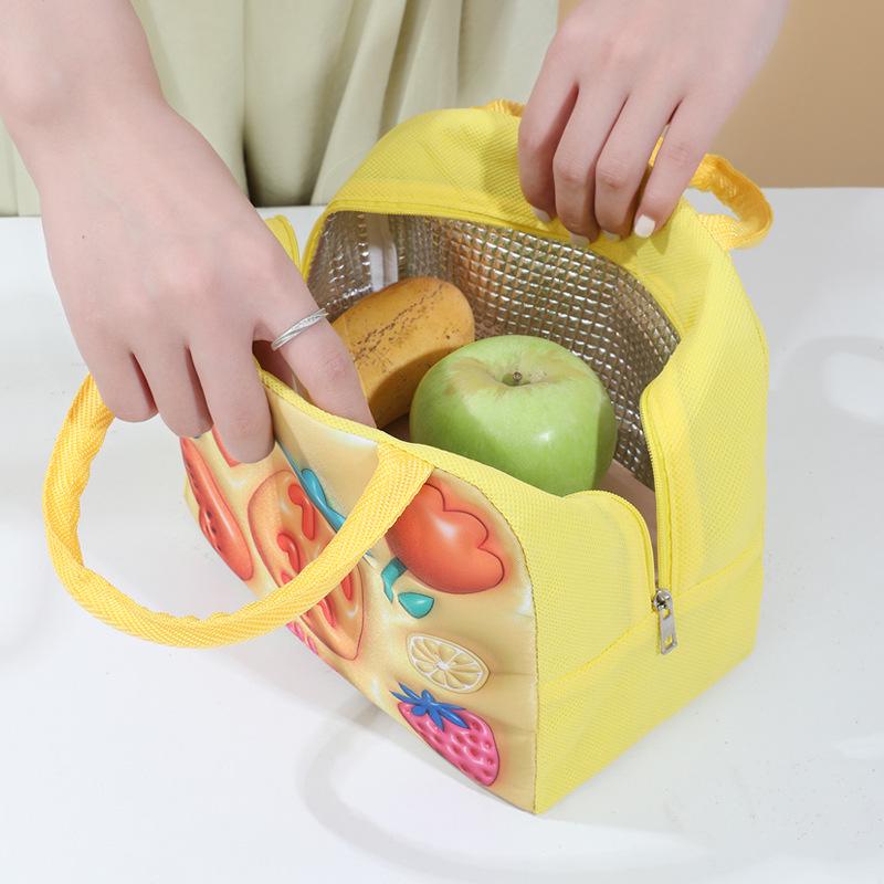 Cute Dopamine Cartoon 3D Pattern Insulated Bento Lunch Bag for Work or School
