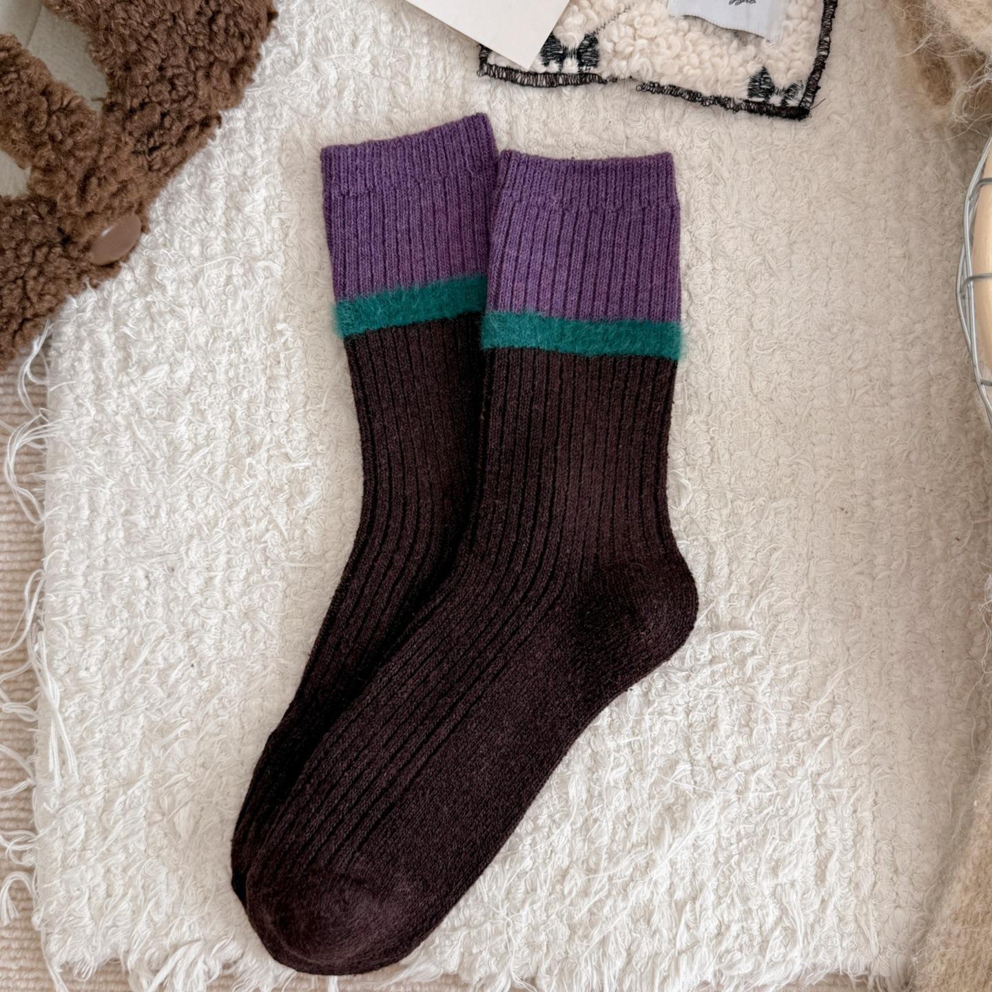 

Soft Striped Socks Are Not Only Thick But Also Stylish. Woolen Socks Are Perfect for Children To Keep Warm in Autumn and Winter. 1 pair кавовий