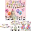 Premium Cat Party Supplies 12 Inch Latex Balloons Cute Cake Inserts And Colorful Banners Included Characters)
