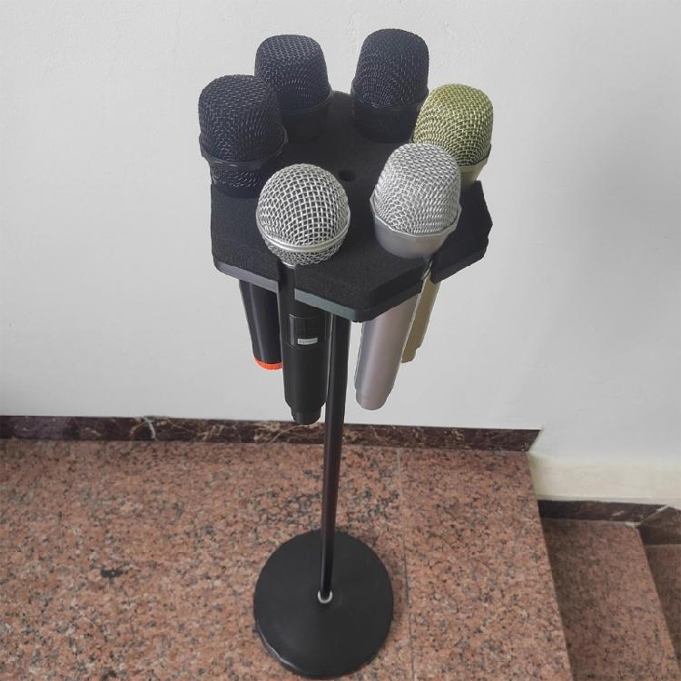 Lightweight Microphone Stand Stabiliser Hexagon Shock Absorbing Base Holder Tray 6-hole for Corded Wireless Vocal Mics