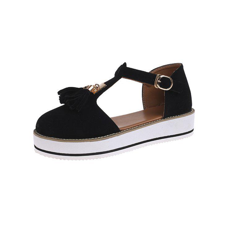2020 Summer Tassel Buckle Strap Thick Sole Plus Size Women's Casual Sandals