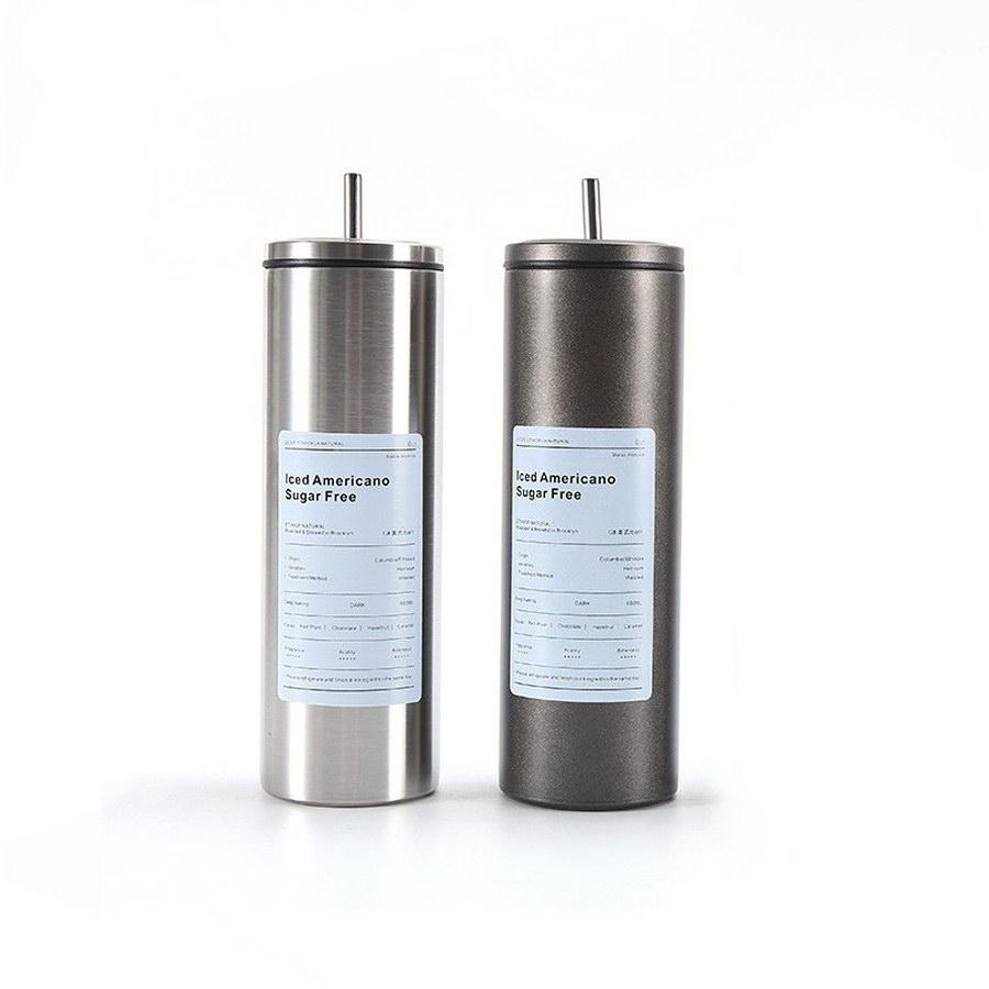 Termoska na kávu z nerezové oceli 304 s dvojitou vrstvou, chladicí slámka, přenosná, opakovaně použitelná, ledová, americká, láhev na vodu