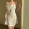 1011 New Sexy Nightdress for Women, Summer Spaghetti Strap Ice Silk Pajamas, INS Print Pure Desire Pajamas
