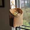 Handwoven Storage Basket Boho Hanging Basket with Handle Rustic Storage Basket for Flowers Fruits Vegetables Kitchen Produce