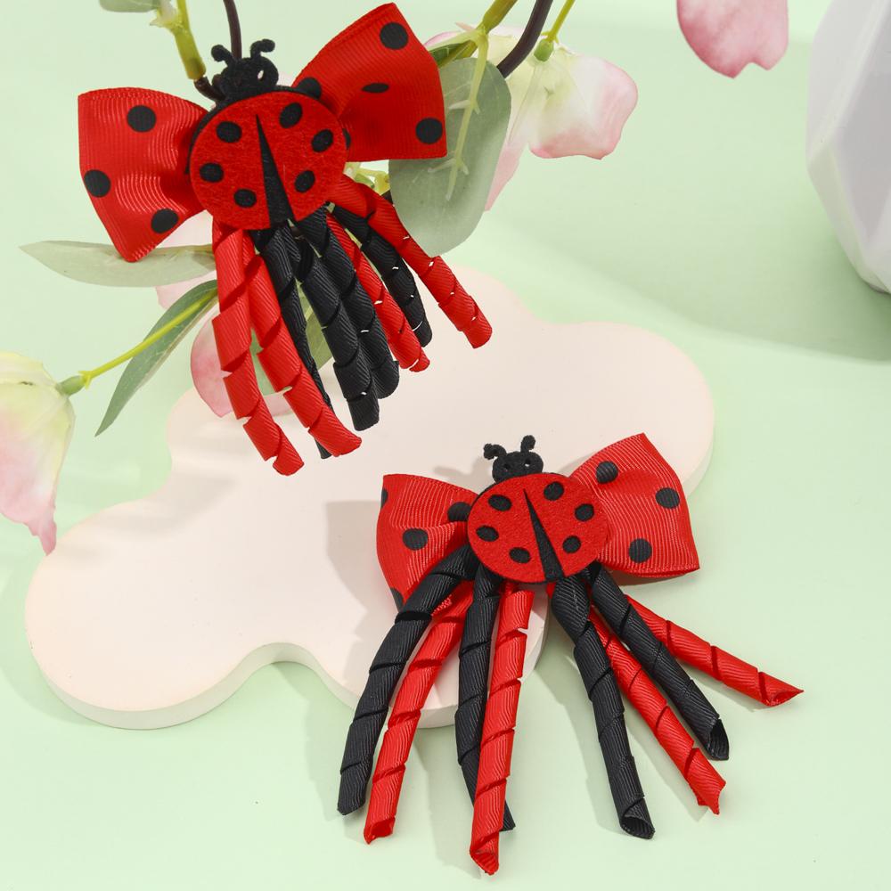 2Pcs Cute Bees Ladybug Hair Clips Insect Ponytail Hairpin Girls Kids Children's Trendy Animal Playful Headwear Hair Accessories