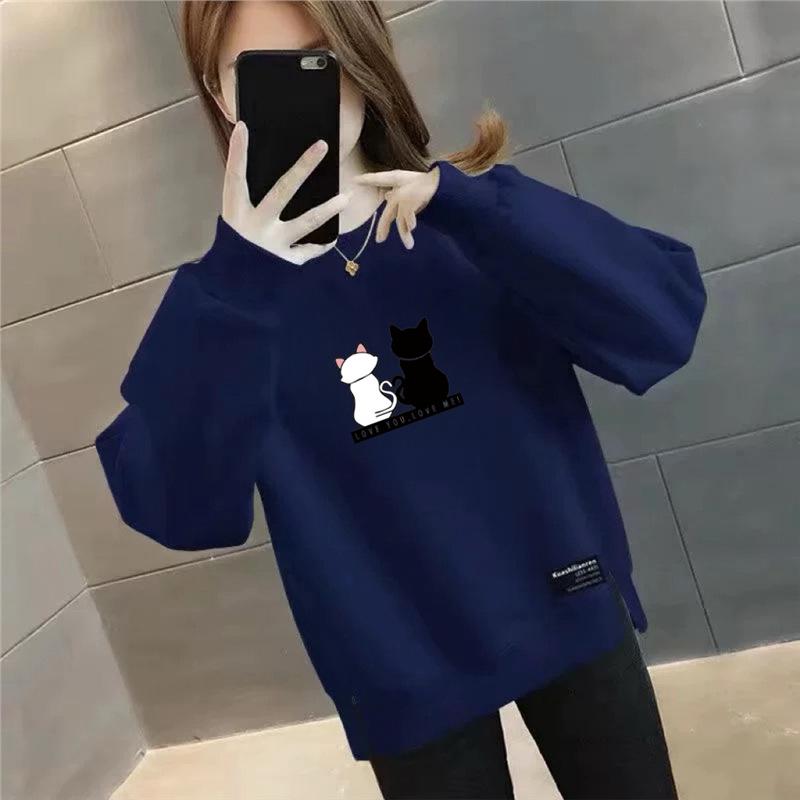 Plus Size Women's Velvet Thick Sweatshirt: Autumn/Winter Loose Fit, Slimming, & Fashionable