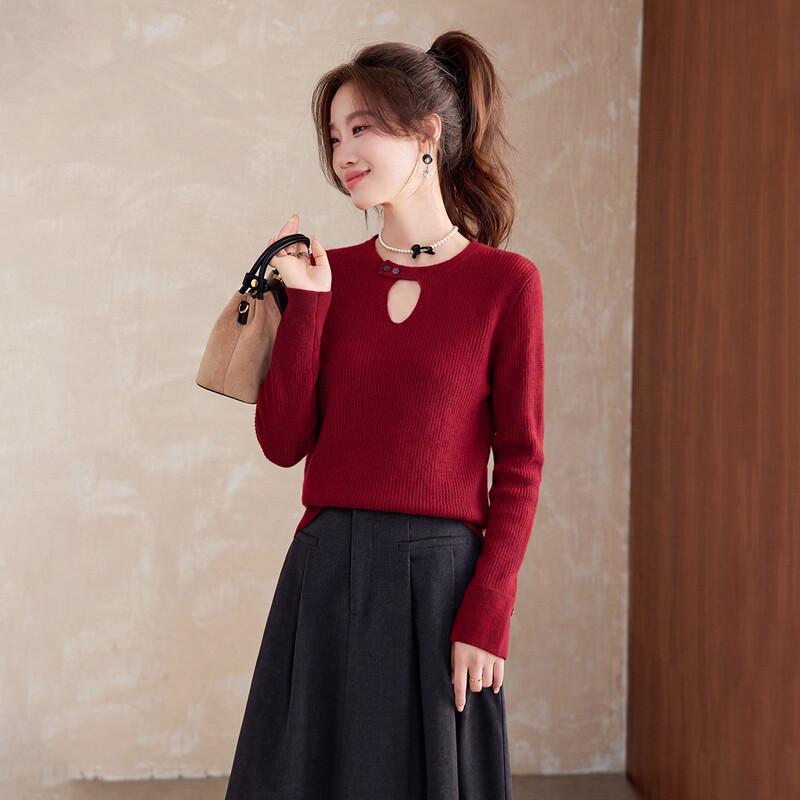 Shexi Women's 100% Cashmere Knit Sweater with Hollow Details