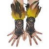 Wedding Gloves Proms White Gloves Feather Long Gloves for Operas Women Lady Proms Costume Accessories