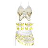 Indian Dance Costume Set With Swinging Fringe And Shimmering Waist Chain For Belly Dance Shows