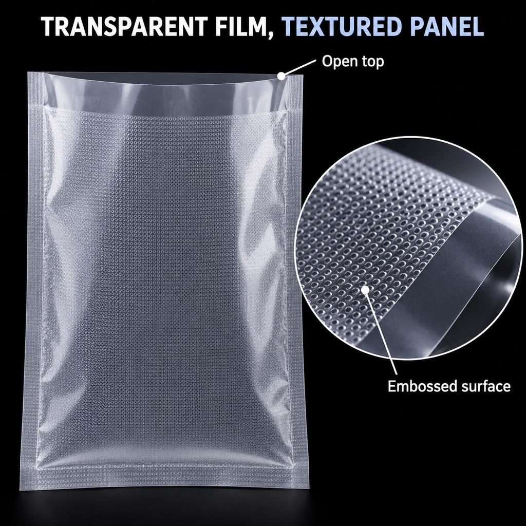 100pcs Precut Embossed Vacuum Sealer Bags, 11 Size Options