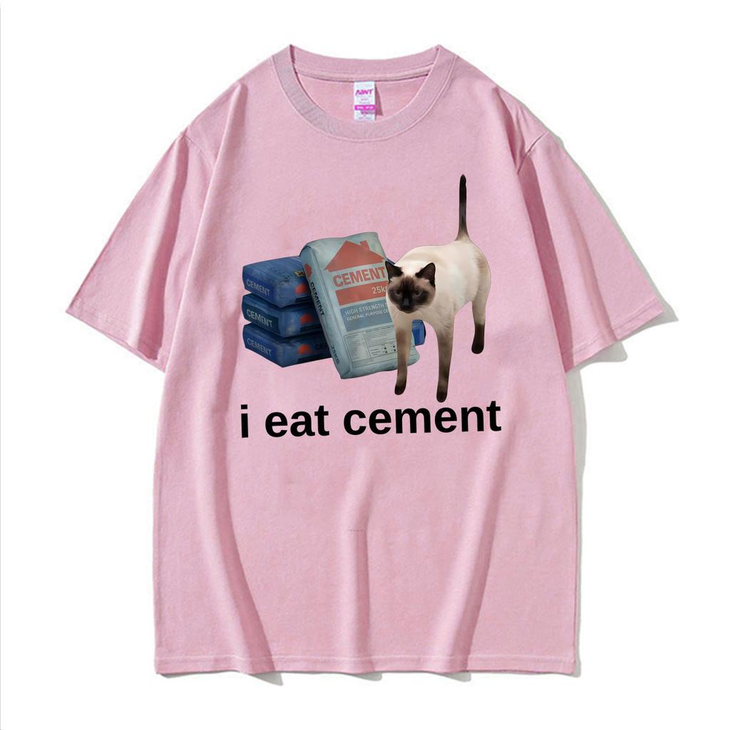 Funny I Eat CeUnisext Cat Meme Weird Gen Z Graphic T Shirt Unisex WoUnisex Vintage Fashion Tshirts Casual Oversized Short Sleeve Tshirt