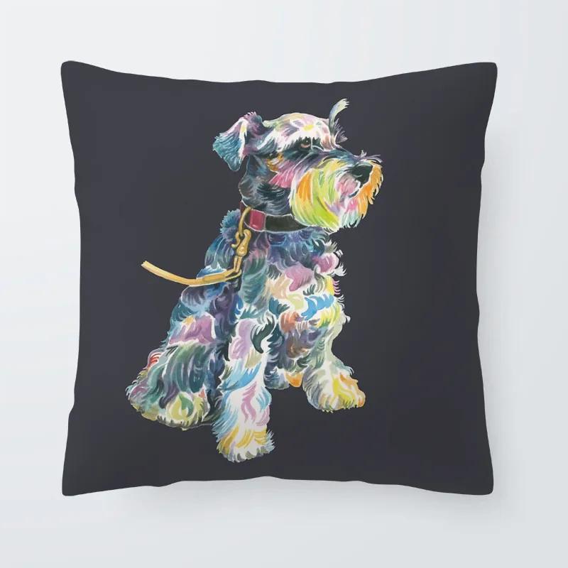 Home Decor Dog Cushion Cover Greyhound French Bulldog Pillow  Blue Gamer Chair Sofa
