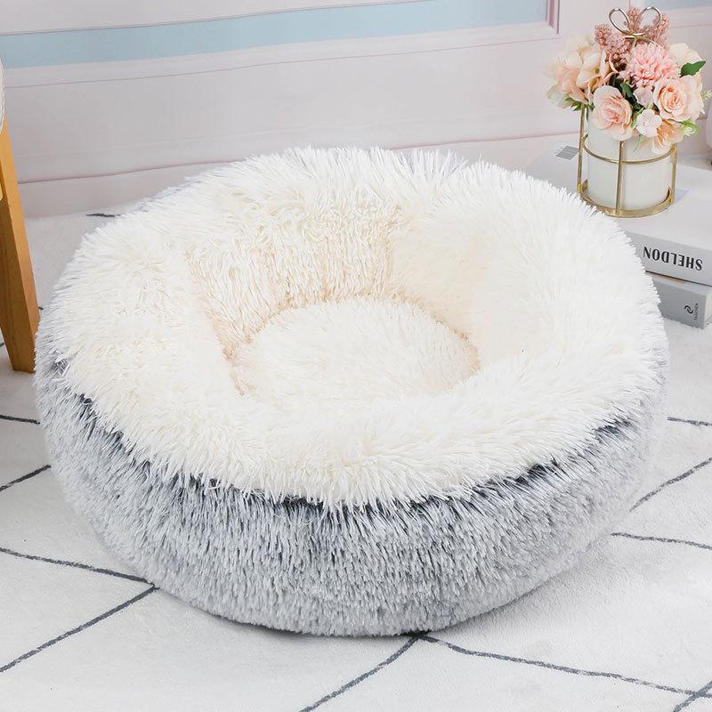 

Donut Dog Bed для средних собак Мягкая кровать Домашние животные Круглые аксессуары Маленькая корзина Диван Корзины Для домашних животных Большие подушки Принадлежности для щенков Коврик для кошек M DIA 50CM серый