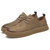 Luxury Brand Men Genuine Leather Casual Shoes Lace-up Light Comfy Driving Flats Designer Shoes Outdoor Round Toe Walking Shoes