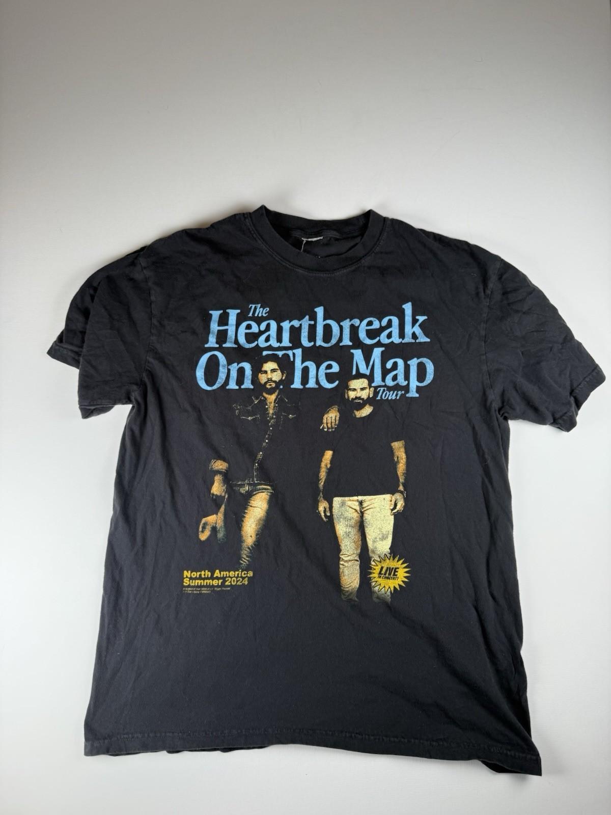 Dan + Shay The Heartbreak On The Map Tour 2024 Concert T-Shirt Men’s Large Black Unisex T-Shirt XL