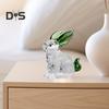 Faux Crystal Rabbit Figurine Transparent Collectible Rabbit Statue Glass Art Animal Ornament Bunny Sculpture for Home Office Desk Car