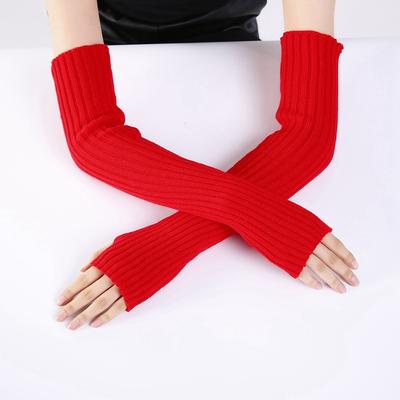 2Pcs/Pair Long Fingerless Gloves Womens Winter Warmer Knitted Arm Sleeve Soft Casual Gothic Punk Style