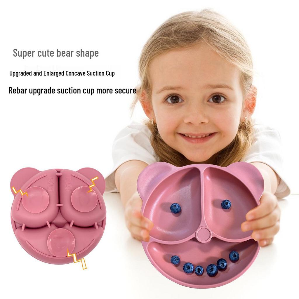 Little Bear Silicone Suction Plate & Bib Set for Infants and Toddlers