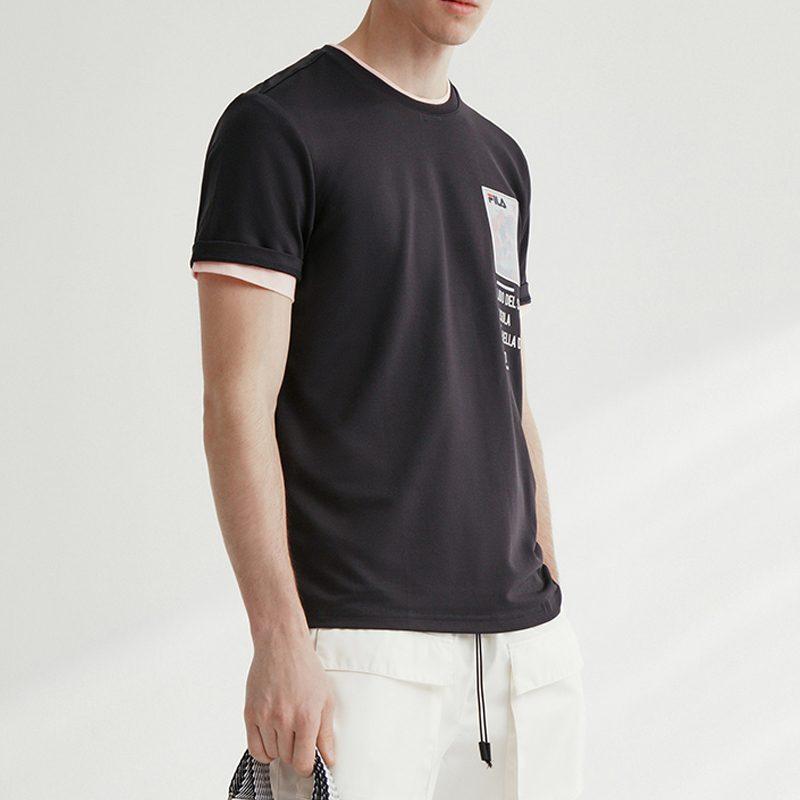 FILA T Shirts Men's Legend Blue Crew Neck Moderate Straight Fit F11M028198FNV