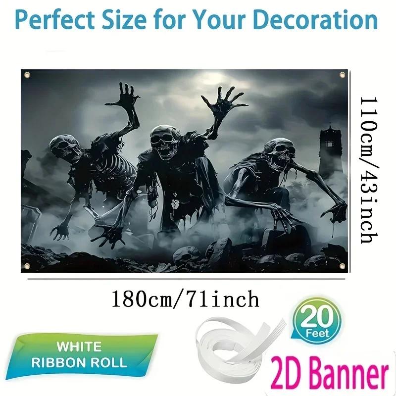 2D Banner, 1 Piece, Halloween Party Banner, Multi-sized Polyester Materialzyc