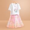 Little Tiger Patty Girls' Summer T-shirt & Pearl Skirt Set