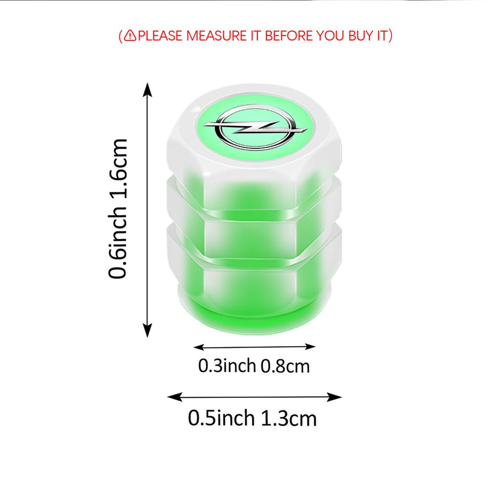 4/8pcs Car Styling 3D Fluorescent Green Glowing Luminous Valve Stem Caps For Opel Corsa d Astra h g Zafira b a Vectra c Insignia