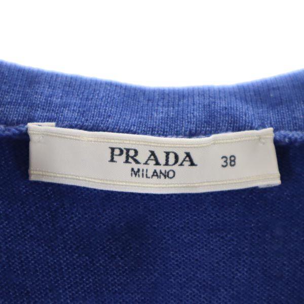 PRADA Made in Italy Wool Blend Short sleeve design knit 38 Blue sweater Women Used
