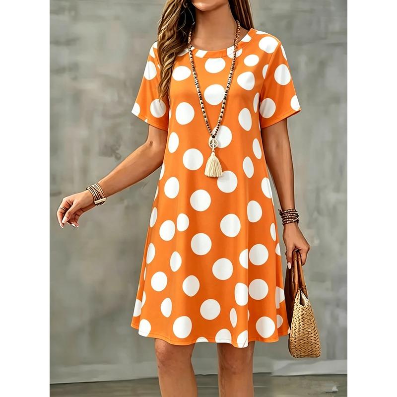 Summer Women Short Sleeve Dress Fashion Elegnat Women's Print Loose Plus Size Dresses