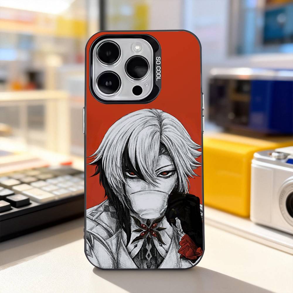 

G-Genshin Impact ArlecchinoS Phone Case For iPhone 17,16,15,14,13,12,11,Pro,XS,Max,Plus,Mini,SE4,E IMD Matte Black iPhone13