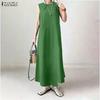 Women Casual Round Neck Sleeveless Long Dress