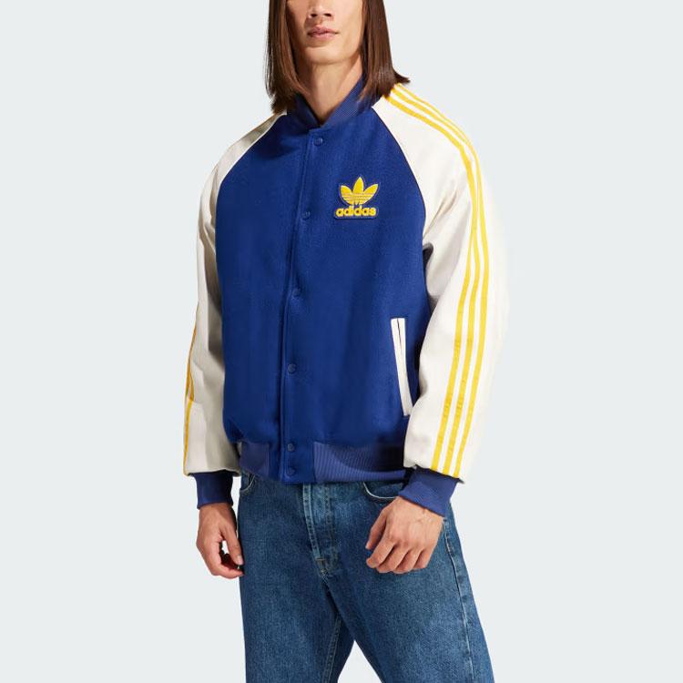 Adidas Originals Sst Bomber Jacket Striped Colorblock Loose Long Sleeve Baseball Uniform Men Jackets Blue IL2574