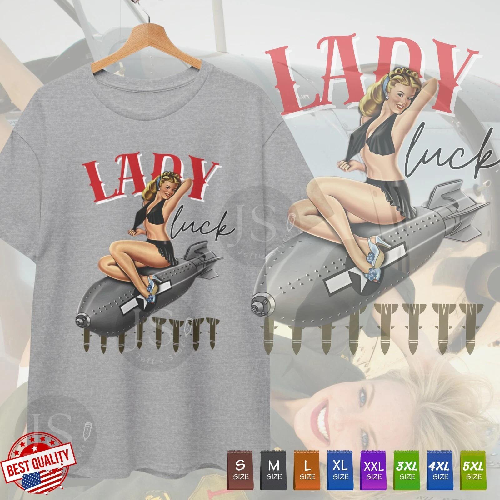 

Old School Lady Luck T Shirt Motor Pin Up Retro Vintage Clothing Classic Tee M