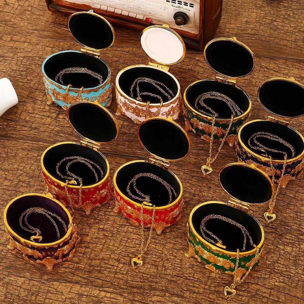 Oval Rose Enamel Box European Style Antique Storage Case Earring Display Box  Ring Organizer