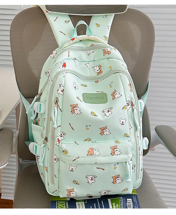 Schoolbag Fresh and Sweet Cartoon Print Backpack Female Anti-splash Nylon Computer Backpack Ins Niche Backpack Female