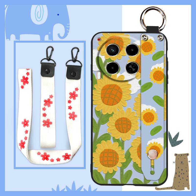Waterproof Durable Phone Case For Tecno Camon30/4G/5G/CL6/CL7 Oil Painting Soft Case Kickstand Wristband Protective Ring