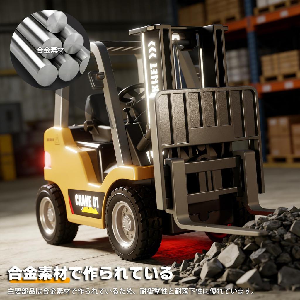 164 Scale Mini RC Forklift, 2.4G Rechargeable, 10KMh, Fully Proportional Mini RC Transport Vehicle (4127cm), Desktop Construction Vehicle Model with
