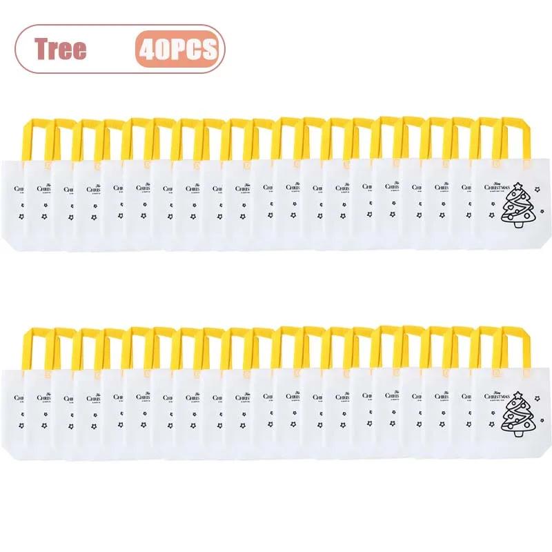 10-40PCS Kids Christmas Diy Painting Tote Bag Cartoon Coloring Reusable Craft Gift Bag Holiday Party Supplies Home Decoration