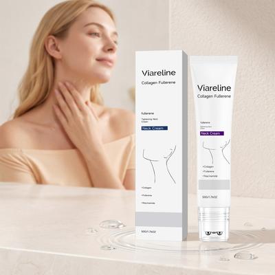 Viareline Crema Rassodante Collo al Collagene e Fullerene, Crema Rassodante per il Collo con Massaggiatore a Sfera, Cura della Pelle Idratante per Linee Sottili