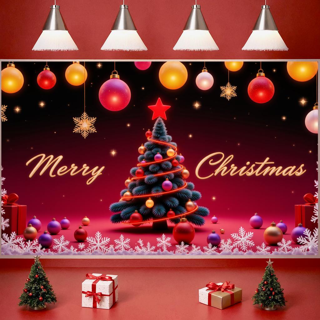 Holiday Decoration Christmas Tree Winter Decoration Event Decor Colorful Lights Seasonal Banner For Indoor Decoration Winter