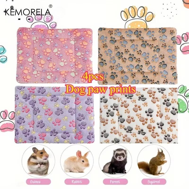 4 Piezas Colchón Universal para Animales Pequeños - Esterillas para Dormir de Felpa Suave para Conejos, Cobayas, Hámsteres | Interior para Todas las Estaciones