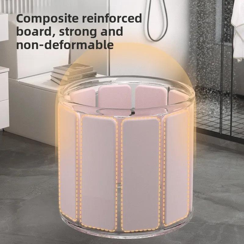 Apaļa, saliekama vanna bērniem un pieaugušajiem, pārnēsājama vanna, vannas istabas SPA, ērta uzglabāšana, salokāms peldes spainis ar vāku