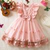 Girl Summer Princess Dress With Butterfly Mesh Fabric For Toddler Birthday Party