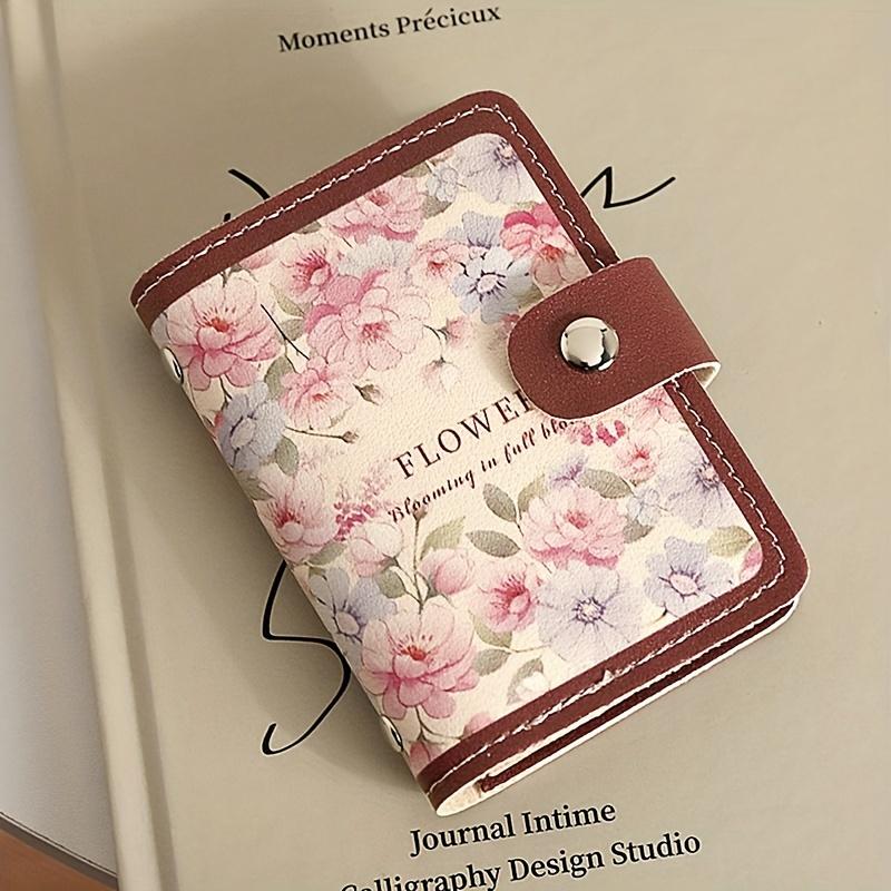 Floral Credit Card Holder for Women, Multi-Slot Compact Wallet with Snap Closure, ID/License Organizer, Chic Daily Use Accessory