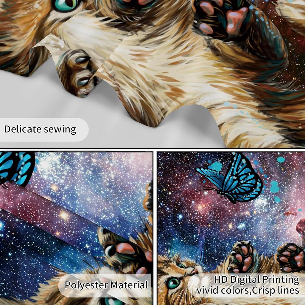 LB Cat Butterfly Tapestry, Cool Funny Cat with Butterfly Wall Tapestry for girls, Fantasy Galaxy Wall Art for Bedroom Living Room Dorm Home Decor, 60