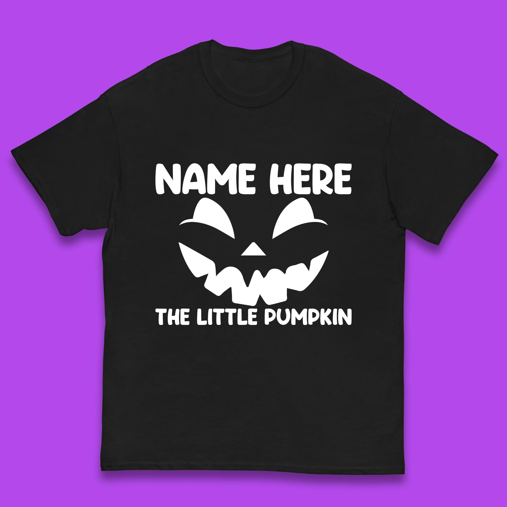 Personalised Your Name Here The Little Pumpkin Jack O Lantern Scary Spooky Face Kids T Shirt 150