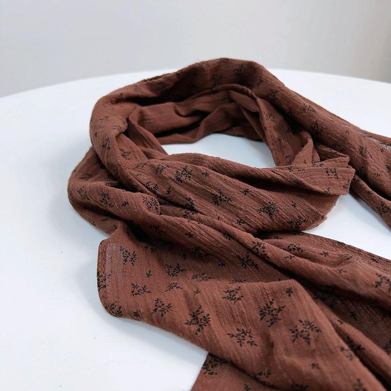 Spring and Autumn New Floral Scarf Fashion Korean Cotton Retro Scarf Female Thin Breathable Shawl 34X160CM