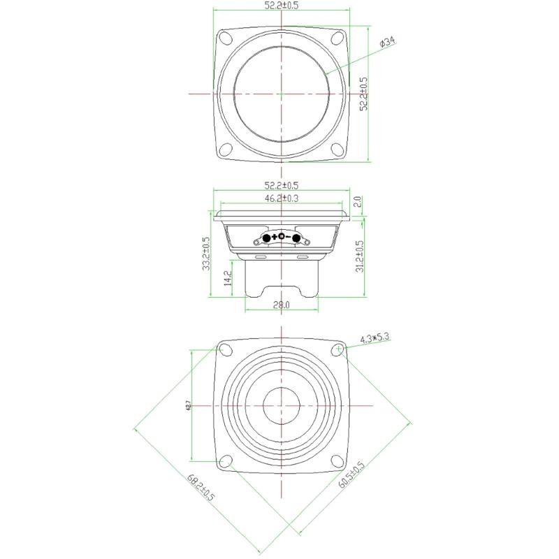 Portable 52mm Inner Magnetic Speaker, 15W Full Ranges Loudspeakers Suitable for DIY Projects for Home Theater Use