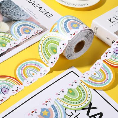 2.2-Inch High, 10-Meter Long Rainbow Pattern Border Decorative Paper, Chalkboard Bulletin Board Border Party Decoration Wallpaper