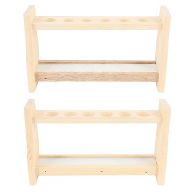 6 Hole Wooden Test Tube Rack Holder Glass Tube Stand for Lab Experiments and Home Decoration