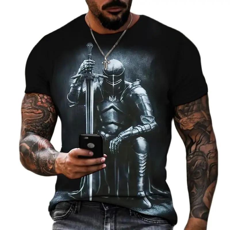 Summer Fashion Templar 3D Printed Men's T-Shirt Street Harajuku Cross For Men Short Sleeve Oversized Tshirt